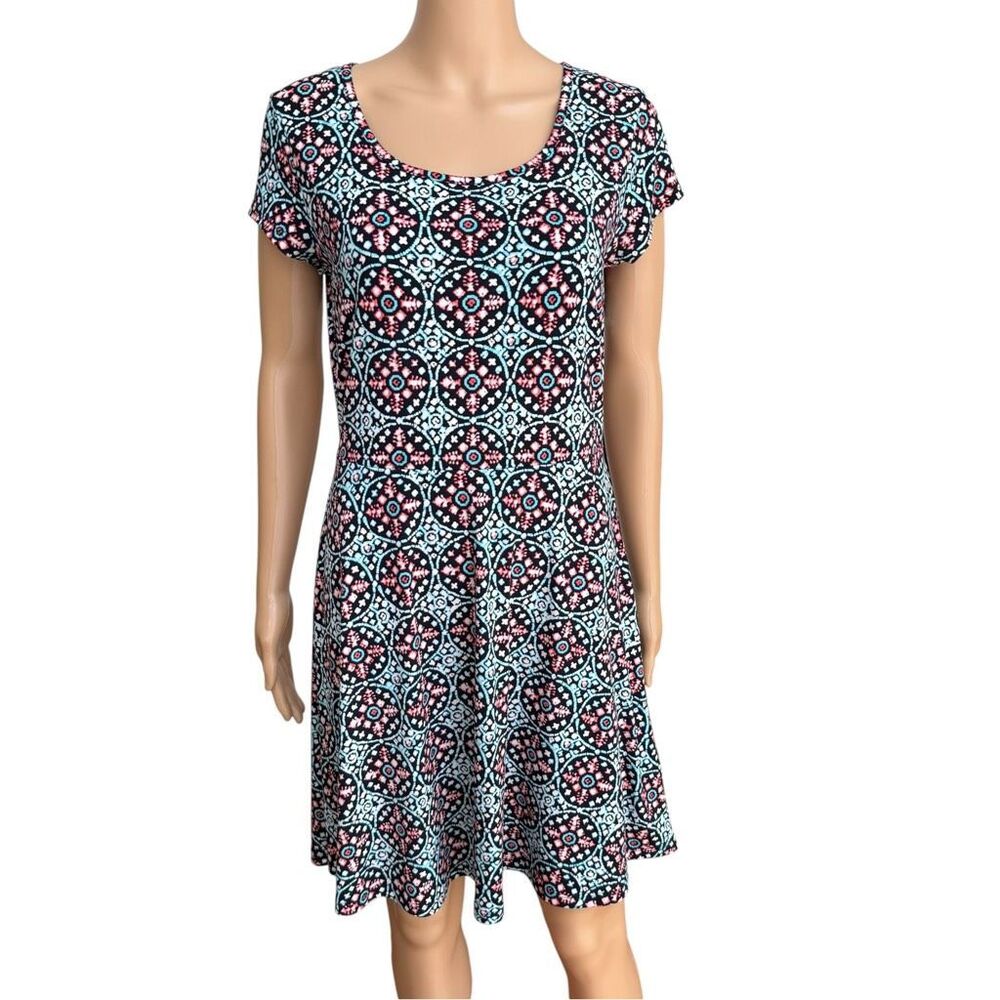 Michael Kors geometric medallion print fit-and-flare dress size M